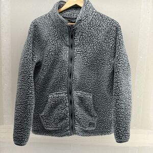 Eddie Bauer Women’s Full Zip Popcorn Sherpa Fleece Jacket in Gray EUC Size M